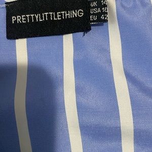 PrettyLittle Thing Blue stripe drill tie front bralet
